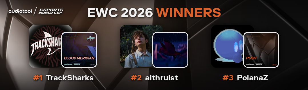 EWC 2026 winners banner: #1 TrackSharks, #2 althruist, and #3 PolanaZ.
